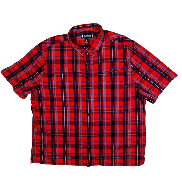 Alaskan Hardgear Duluth Button Up Short Sleeve Shirt Mens XL Red Plaid - Picture 3 of 7